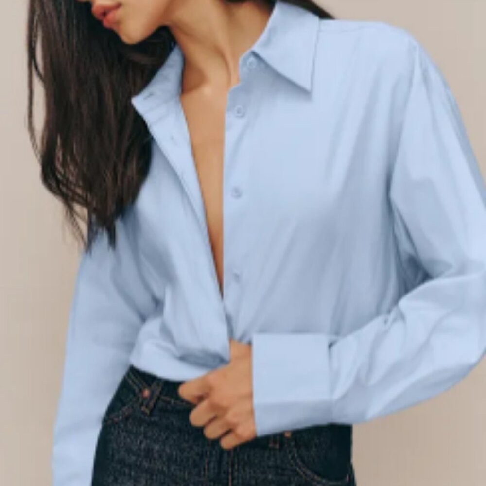 Reformation Andy Oversized Shirt Blue - Size L